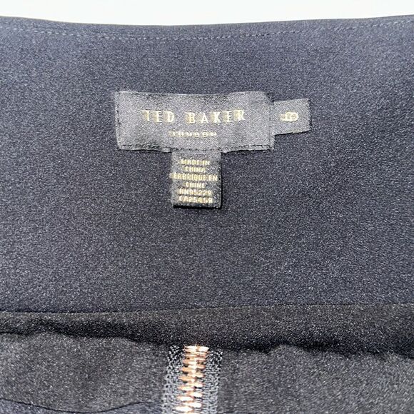 Ted Baker XL (5) Black Kaara Midi Front Zip High Waist Belted Pencil Skirt - Picture 12 of 16